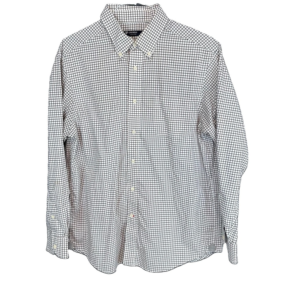 Cremieux Men's L Regular Fit 100% Cotton Black/White Check Dress Shirt Large